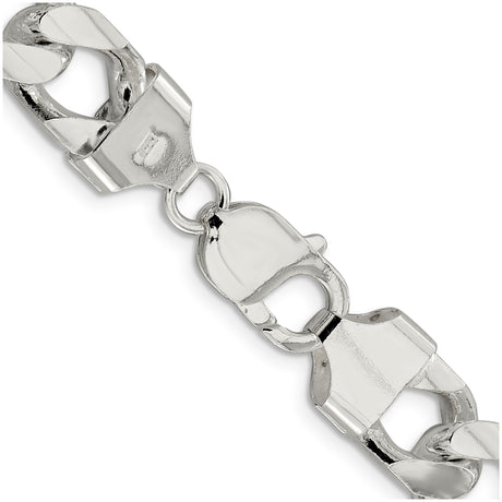 925 White Gold 11 mm Curb Chain Necklace, Polished alternate angle