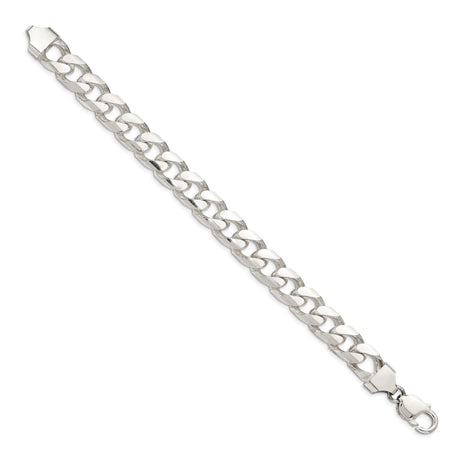 925 White Gold 11 mm Curb Chain Anklet, Polished