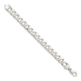 925 White Gold 11 mm Curb Chain Bracelet, Polished
