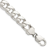 925 White Gold 11 mm Curb Chain Bracelet, Polished shown for scale