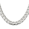 925 White Gold 11 mm Curb Chain Necklace, Polished