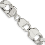 925 White Gold 11 mm Curb Chain Necklace, Polished alternate angle
