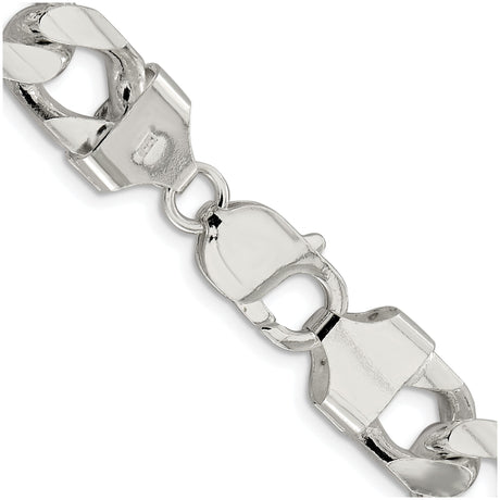 925 White Gold 11 mm Curb Chain Necklace, Polished alternate angle