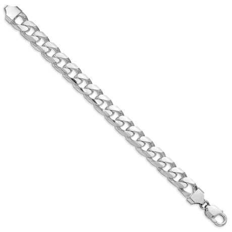 925 White Gold 11 mm Curb Chain Anklet, Polished