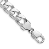 925 White Gold 11 mm Curb Chain Bracelet, Polished shown for scale