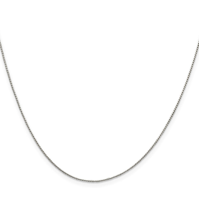 925 White Gold 0.95 mm Franco Chain Necklace, Polished