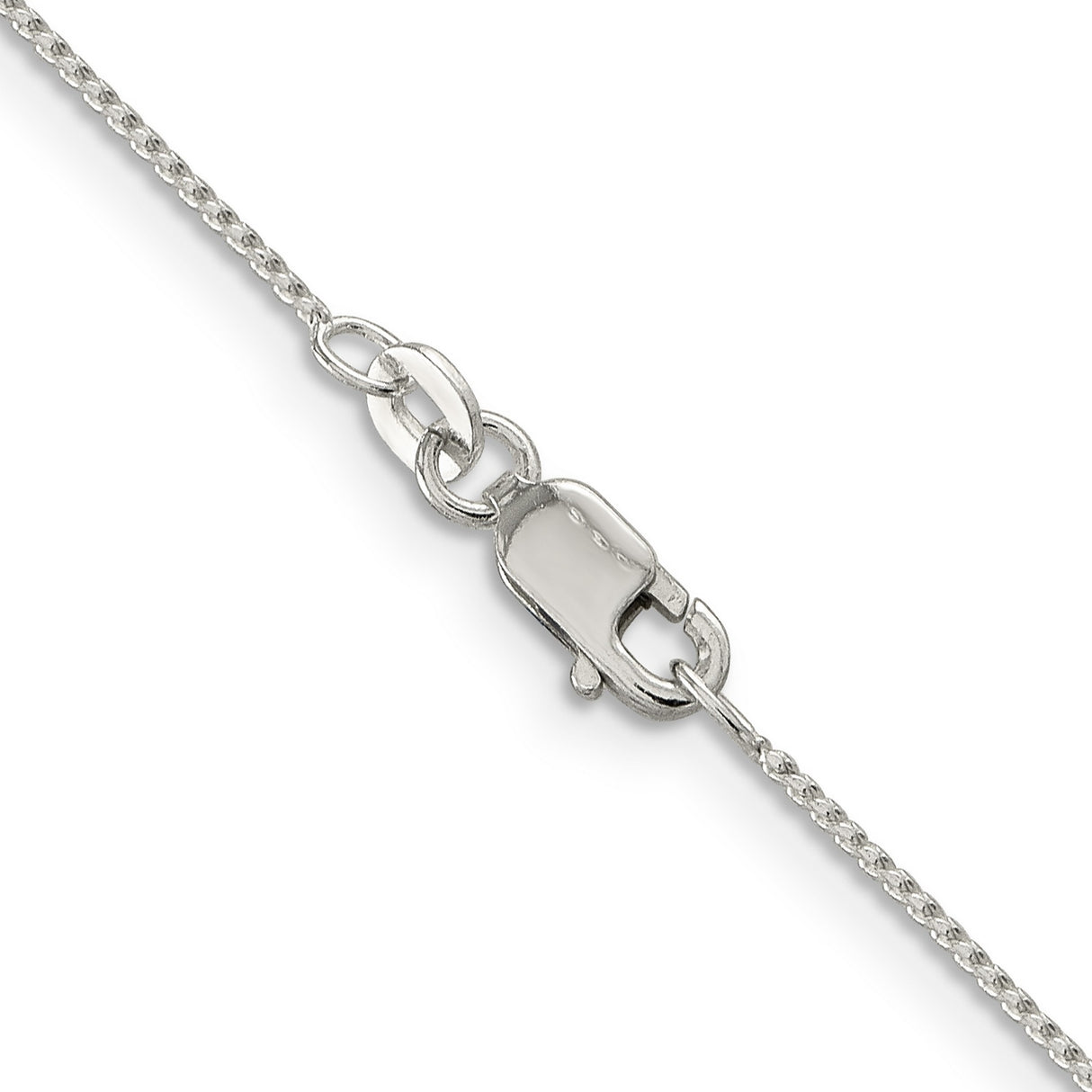 925 White Gold 0.95 mm Franco Chain Necklace, Polished alternate angle