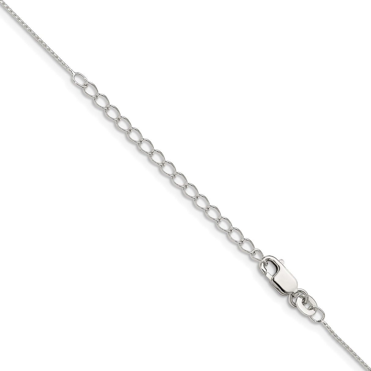 925 White Gold 0.95 mm Franco Chain Necklace, Polished detail view