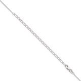 925 White Gold 0.95 mm Franco Chain Necklace, Polished detail view
