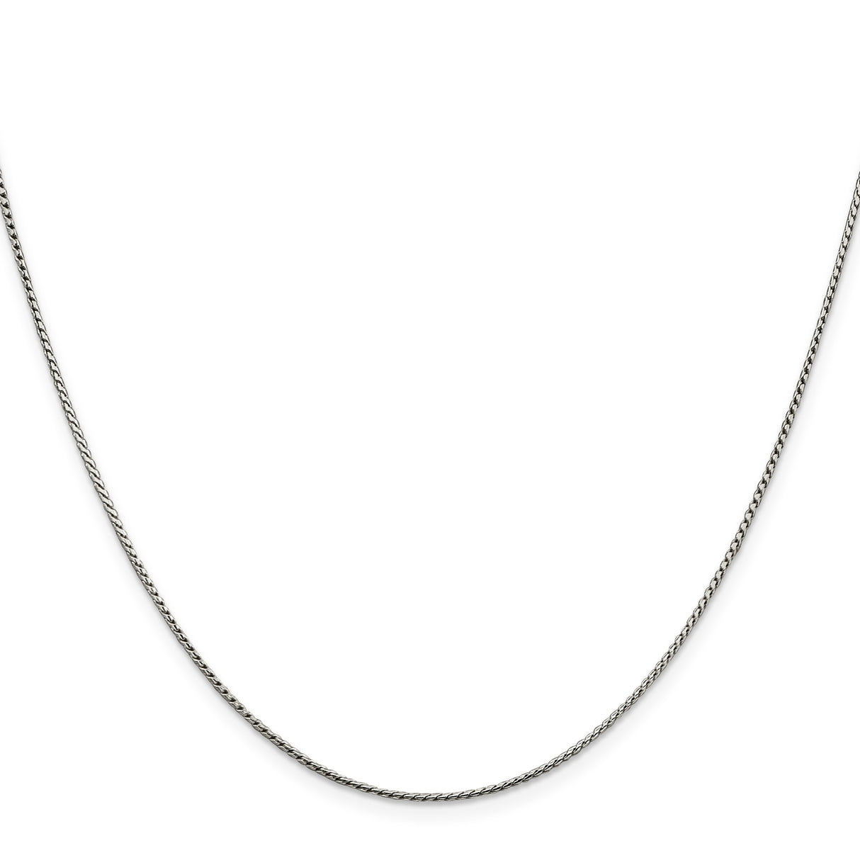 925 White Gold 1 mm Franco Chain Necklace, Polished