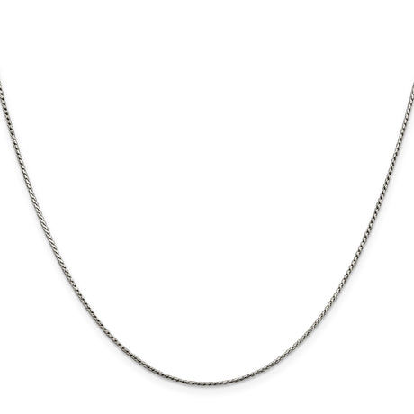 925 White Gold 1 mm Franco Chain Necklace, Polished