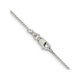 925 White Gold 1 mm Franco Chain Necklace, Polished alternate angle
