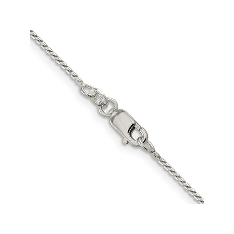 925 White Gold 1 mm Franco Chain Necklace, Polished alternate angle