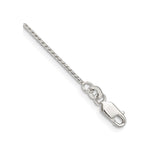 925 White Gold 1 mm Franco Chain Anklet, Polished shown for scale