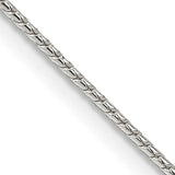 925 White Gold 1 mm Franco Chain Necklace, Polished detail view