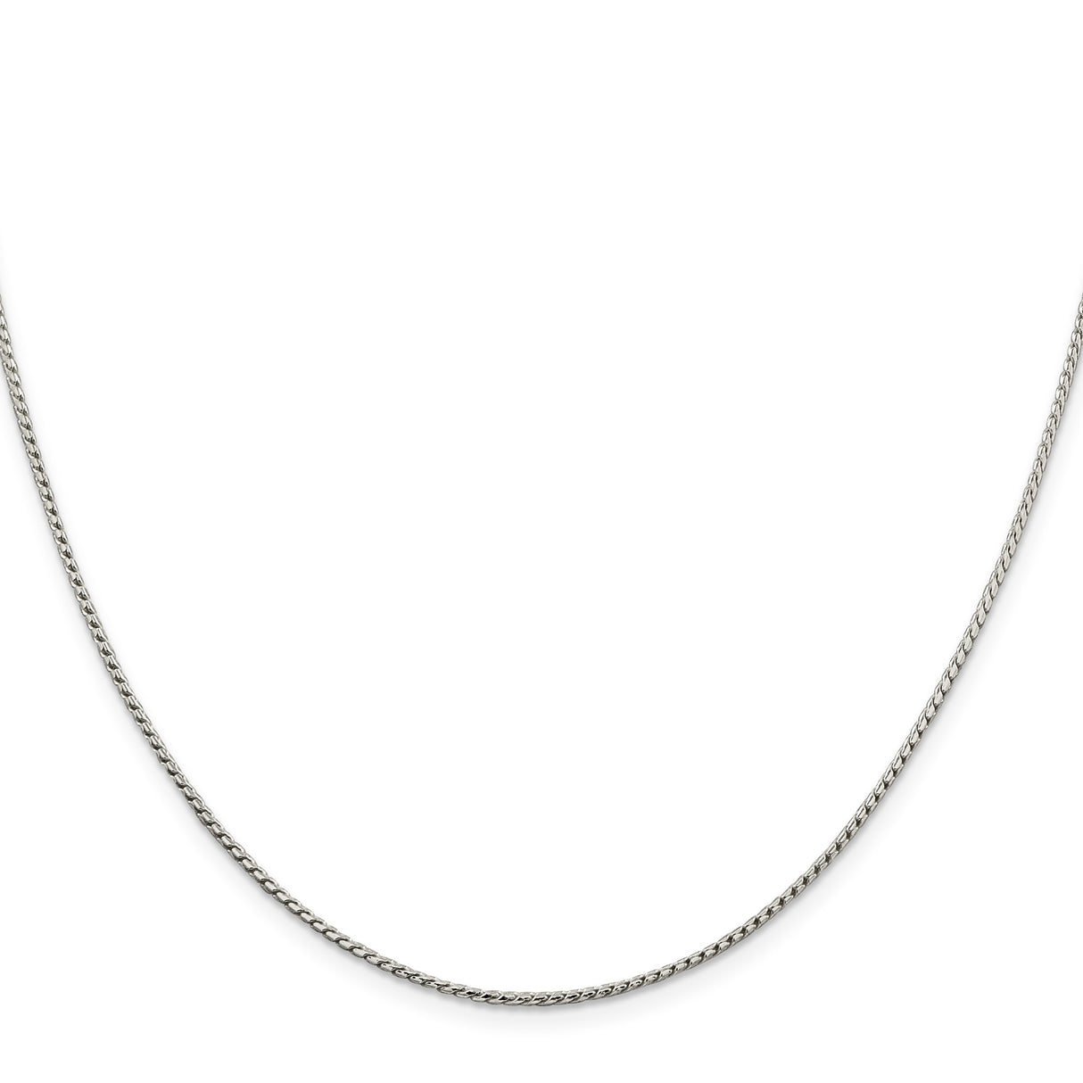 925 White Gold 1.25 mm Franco Chain Necklace, Polished