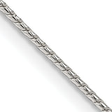 925 White Gold 1.25 mm Franco Chain Necklace, Polished detail view