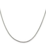 925 White Gold 1.75 mm Franco Chain Necklace, Polished