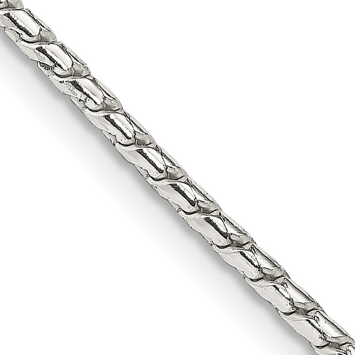 925 White Gold 1.75 mm Franco Chain Necklace, Polished detail view