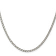 925 White Gold 3.3 mm Polished Chain Necklace, Solid