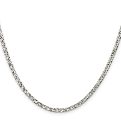 925 White Gold 3.3 mm Polished Chain Necklace, Solid