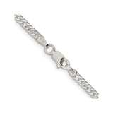 925 White Gold 3.3 mm Polished Chain Necklace, Solid alternate angle