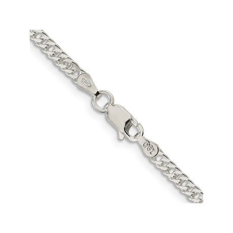 925 White Gold 3.3 mm Polished Chain Necklace, Solid alternate angle