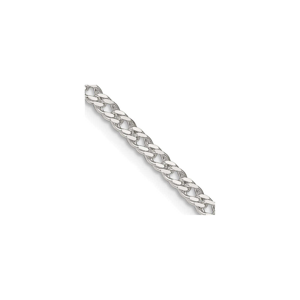 925 White Gold 3.3 mm Polished Chain Necklace, Solid detail view