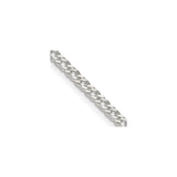 925 White Gold 3.3 mm Polished Chain Necklace, Solid detail view