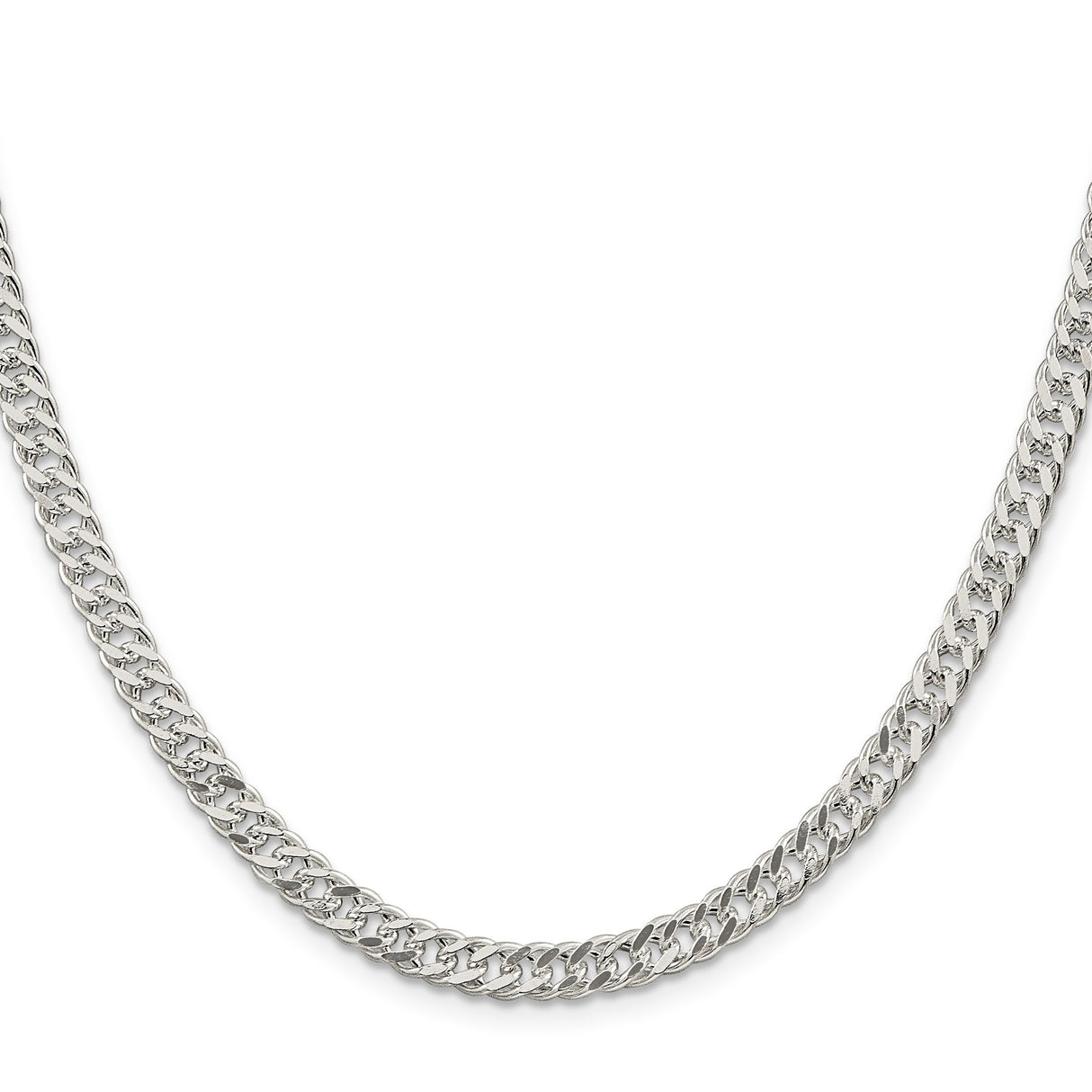 925 White Gold 5.5 mm Polished Chain Necklace, Solid