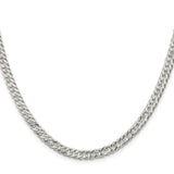 925 White Gold 5.5 mm Polished Chain Necklace, Solid