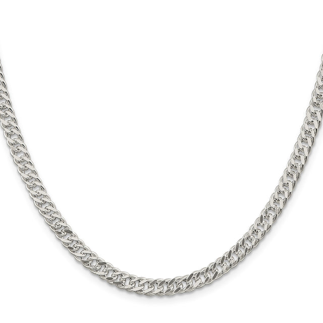 925 White Gold 5.5 mm Polished Chain Necklace, Solid