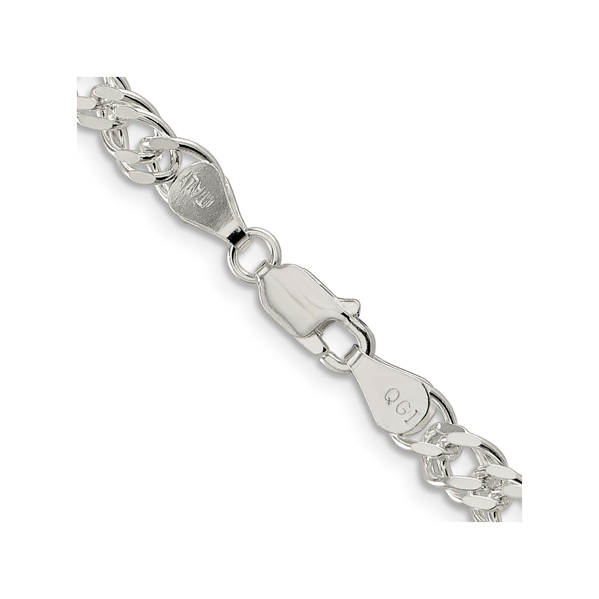 925 White Gold 5.5 mm Polished Chain Necklace, Solid alternate angle