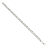 925 White Gold 5.5 mm Polished Chain Bracelet, Solid