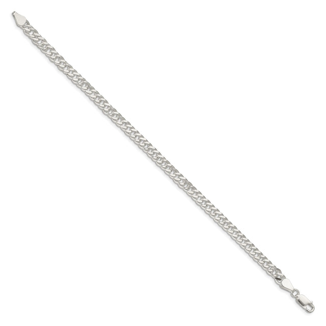 925 White Gold 5.5 mm Polished Chain Bracelet, Solid