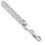 925 White Gold 5.5 mm Polished Chain Bracelet, Solid shown for scale