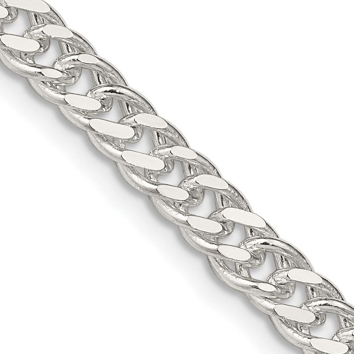 925 White Gold 5.5 mm Polished Chain Necklace, Solid detail view