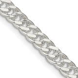 925 White Gold 5.5 mm Polished Chain Necklace, Solid detail view