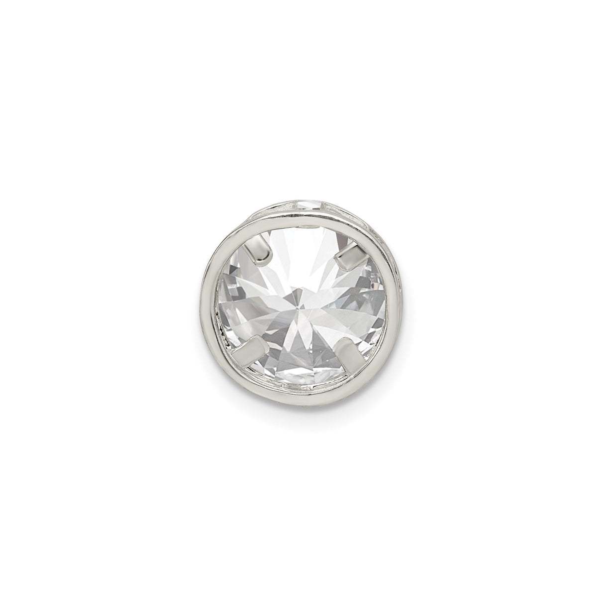Sterling Silver Pendant with Bezel Set Cubic Zirconia, Round Cut, Minimalist Style for Women