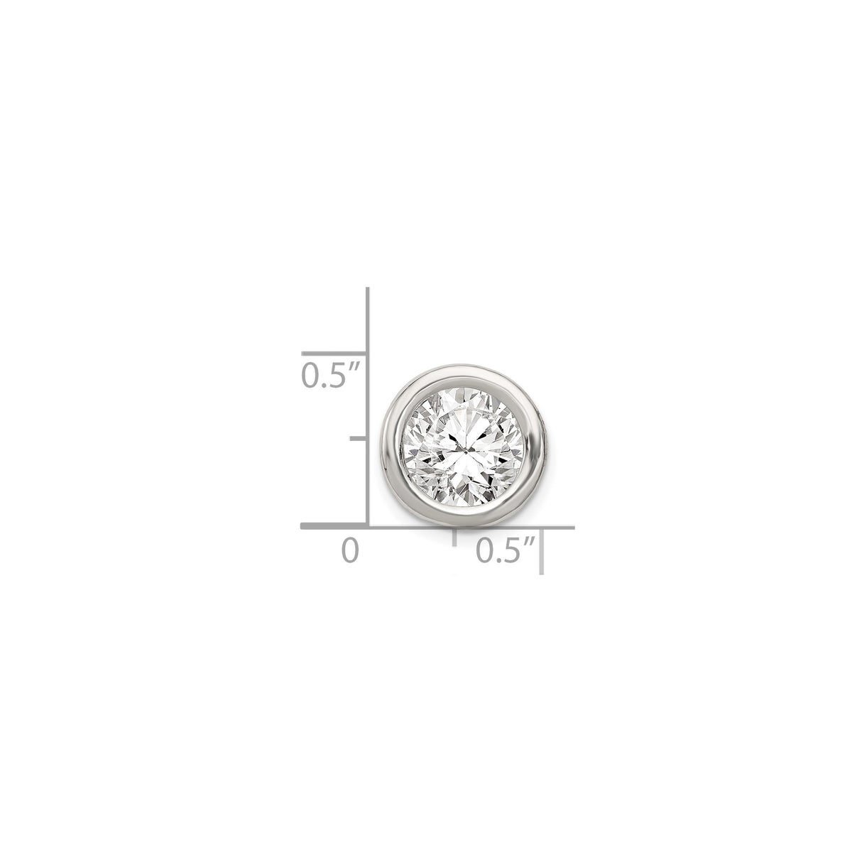 Sterling Silver Pendant with Bezel Set Cubic Zirconia, Round Cut, Minimalist Style for Women