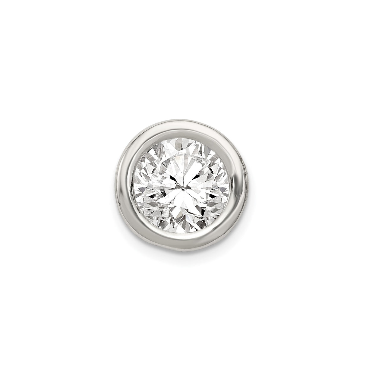 Sterling Silver Pendant with Bezel Set Cubic Zirconia, Round Cut, Minimalist Style for Women