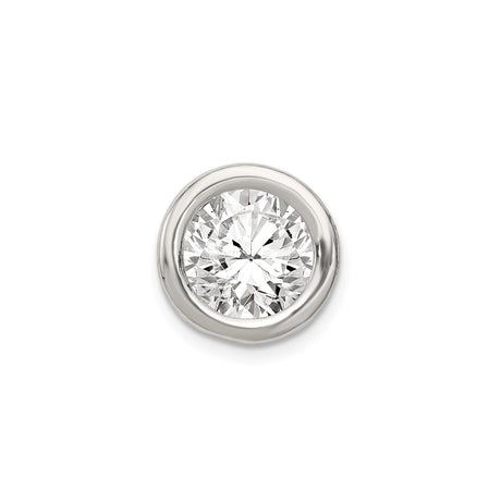 Sterling Silver Pendant with Bezel Set Cubic Zirconia, Round Cut, Minimalist Style for Women