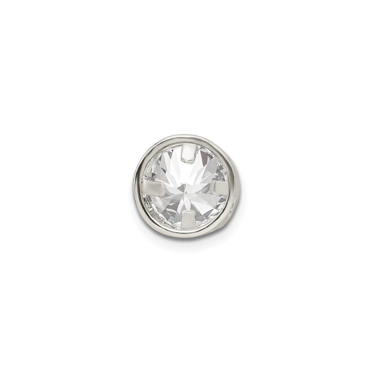 Sterling Silver Stud Earrings with Bezel Set Cubic Zirconia, Modern Lightweight Design