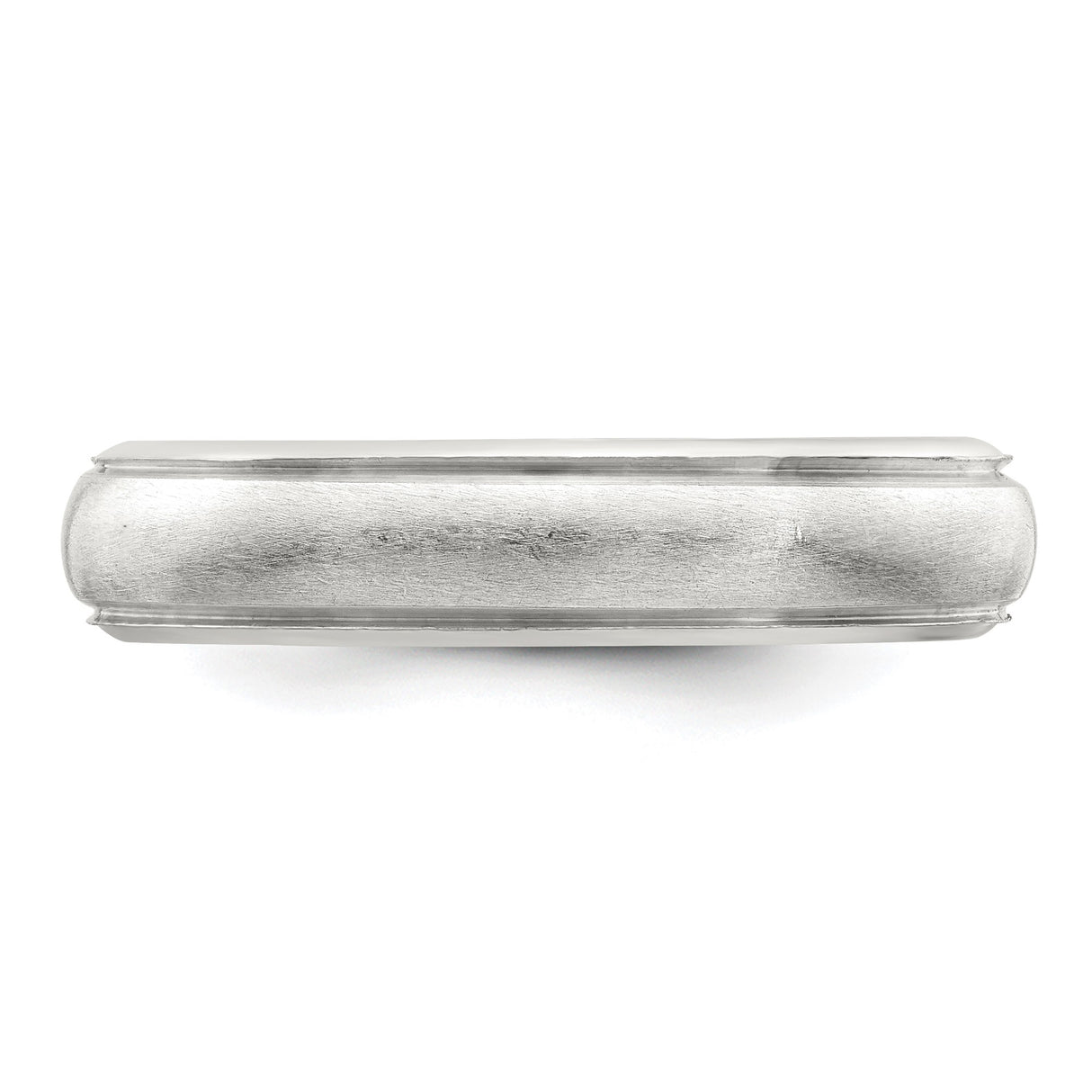 Sterling Silver Satin, Domed wedding band ring detail view