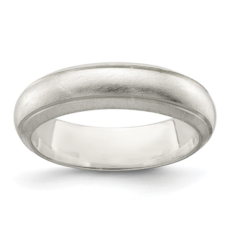Sterling Silver Satin, Domed wedding band ring