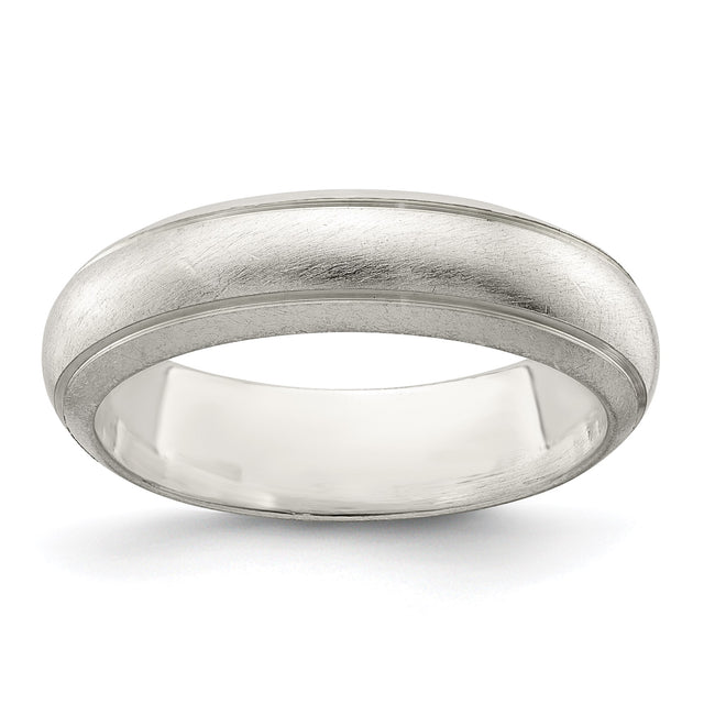 Sterling Silver Satin, Domed wedding band ring