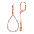 Sterling Silver Teardrop Dangle Earrings with Cubic Zirconia, Rose Gold-Plated Leverback Design for Women