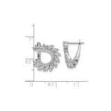 Sterling Silver Hoop Earrings with Cubic Zirconia, Sunburst Petal Design