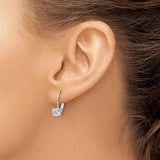 Sterling Silver Drop Earrings with Round Cut Cubic Zirconia, Rhodium Plated Leverback Design