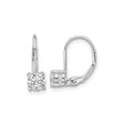 Sterling Silver Drop Earrings with Round Cut Cubic Zirconia, Rhodium Plated Leverback Design